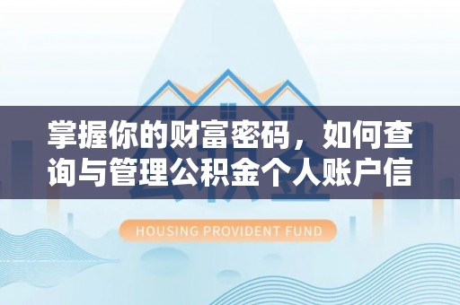 太子河掌握你的财富密码，如何查询与管理公积金个人账户信息